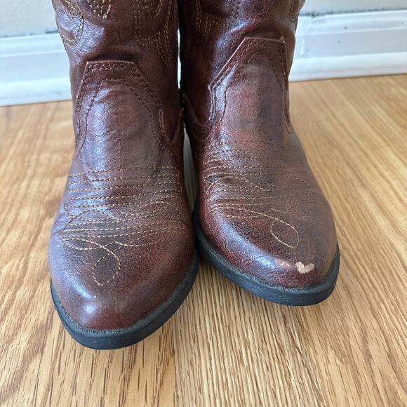 Cherokee Faux Leather YOUTH SIZE 2 Cowboy Boot Embroidered Western Brown - Picture 5 of 12